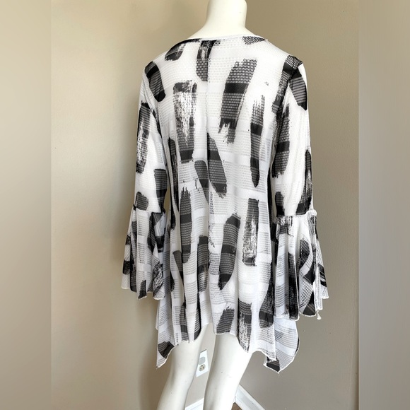 Dor Dor Couture Beach Swimsuit Cover Black White Mesh Modern Contemporary Size L - Picture 3 of 7